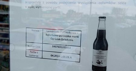 Odłamki szkła w jednym z napojów. GIS ostrzega