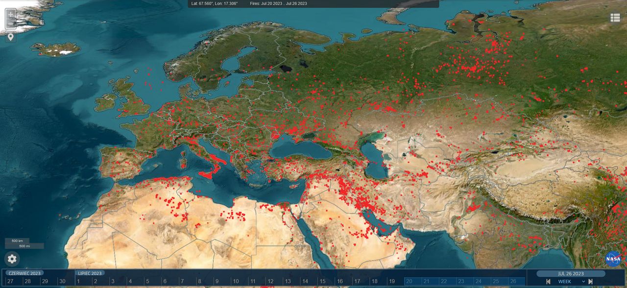 Gdzie jest pożar? Mapa zagrożenia w Europie