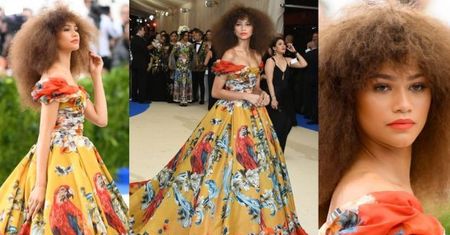 Zendaya w ogromnej sukni w papugi
