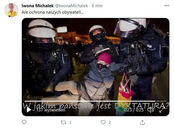 Posty publikowane przez hakerów na profilu Iwony Michałek