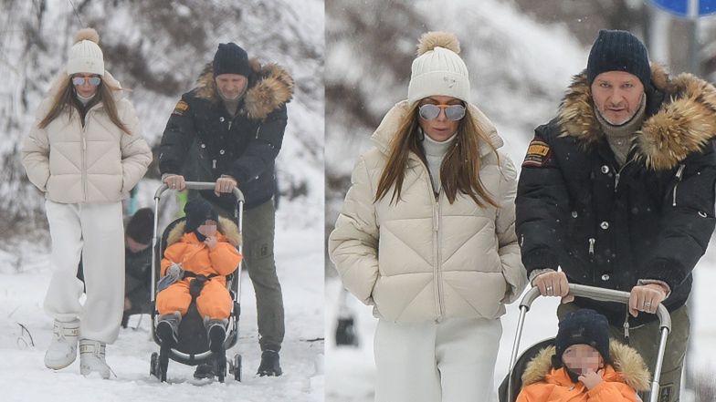 Małgorzata Rozenek na spacerze z Radosławem Majdanem i Heniem