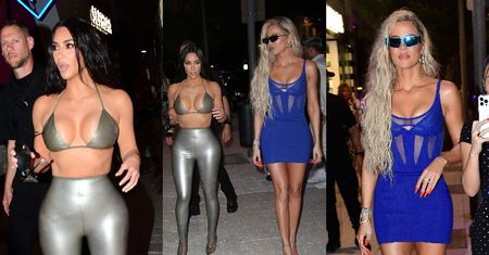 Kim i Khloe Kardashian w SKĄPYCH stylizacjach walczą o uwagę na otwarciu butiku SKIMS w Miami (ZDJĘCIA)