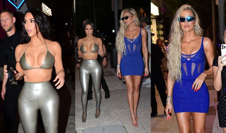 Kim i Khloe Kardashian w SKĄPYCH stylizacjach walczą o uwagę na otwarciu butiku SKIMS w Miami (ZDJĘCIA)
