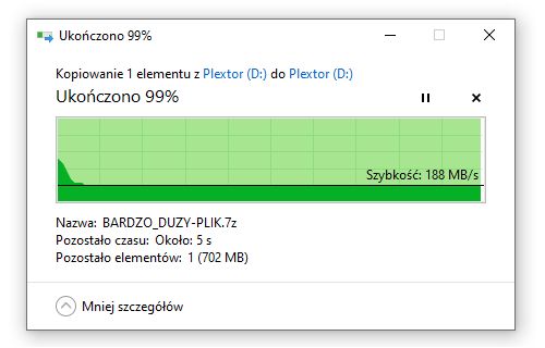Plextor M8VG Plus 1 TB - kopiowanie danych