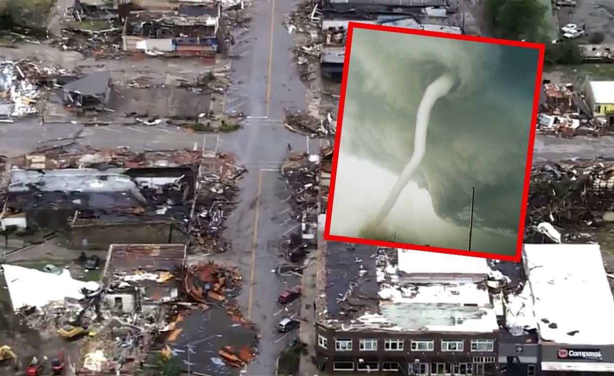 Miasteczko Sulphur zniszczone w wyniku przejścia tornada