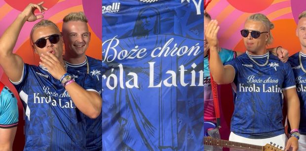 Dumny Skolim promuje na ściance koszulkę "Boże, chroń króla latino" za 199 zł. Zachęcił Was do zakupu? (WIDEO)