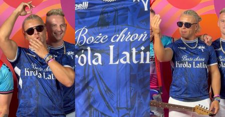 Dumny Skolim promuje na ściance koszulkę "Boże, chroń króla latino" za 199 zł. Zachęcił Was do zakupu? (WIDEO)