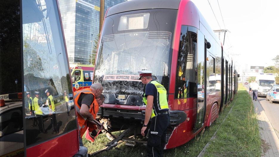 Wypadek w Łodzi. Zderzenie dwóch tramwajów