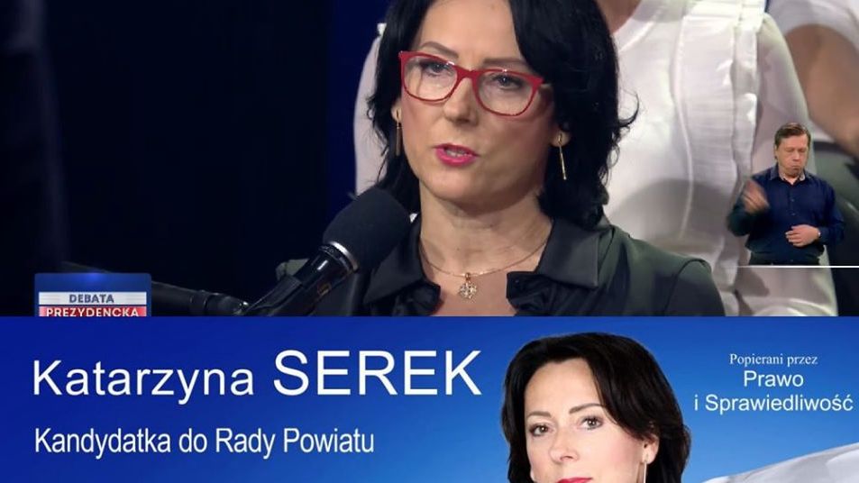 Katarzyna Serek, która pojawiła się na debacie, jako reprezentantka wyborców, startowała do Rady Powiatu z ramienia PiS.
