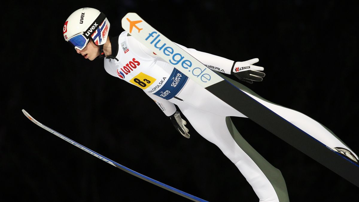 ZAKOPANE, POLAND - 2022/01/15: Halvor Egner Granerud seen in action during the team competition of the FIS Ski Jumping World Cup in Zakopane. (Photo by Damian Klamka/SOPA Images/LightRocket via Getty Images)