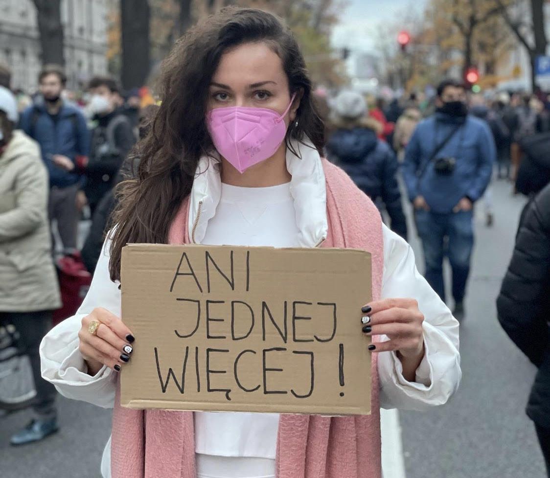 Zofia Krawiec podczas demonstracji upamiętniającej Izabelę z Pszczyny