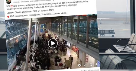 Grupa Żydów tańczy i śpiewa na Lotnisku Chopina. "Naród wybrany"