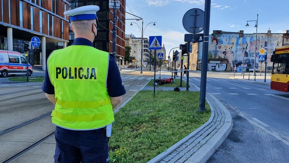 Wypadek w Łodzi. Pijany motocyklista w szpitalu. Pasażer zmarł