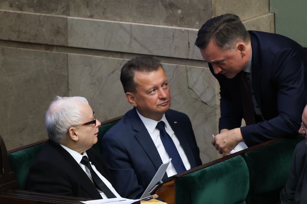 Jarosław Kaczyński, Mariusz Błaszczak i Zbigniew Ziobro w czasie ostatniego posiedzenia Sejmu
