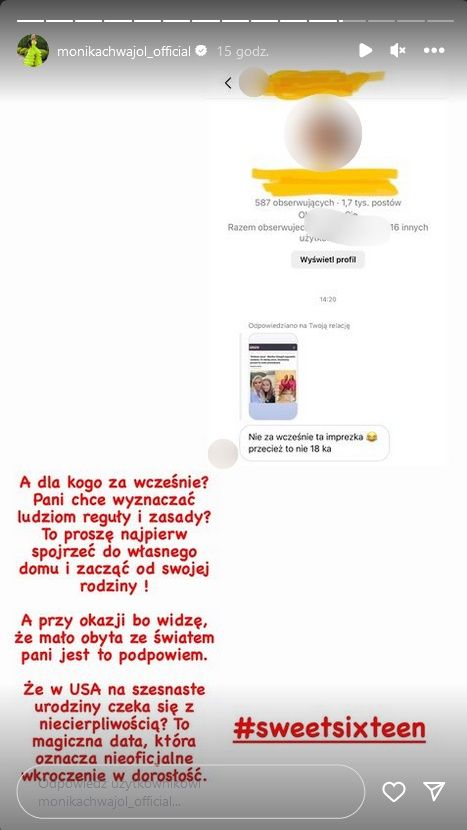 Monika Chwajoł odpowiada internautce