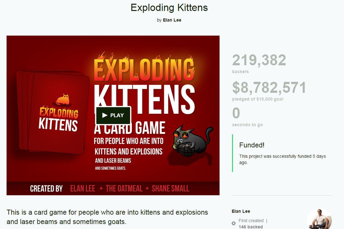 Exploding Kittens: gra ustanowiła nowy rekord Kickstartera! 2