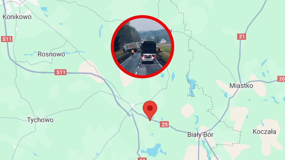 Poważny wypadek na drodze krajowej nr 25