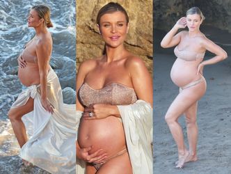 Joanna Krupa w stanie błogosławionym wyłania sie z morskiej piany (FOTO)