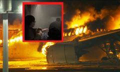 Samolot stanął w płomieniach na lotnisku w Tokio. Jest nagranie ze środka