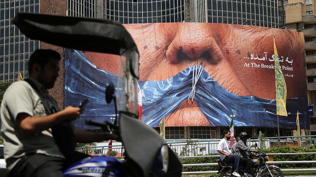 Banner about Strait of Hormuz hung in Tehran
TEHRAN, IRAN - MAY 02: A giant banner depicting the Strait of Hormuz is displayed at Vali-e Asr Square, featuring the phrase âAt the breaking point' as tensions continue between Iran and United States in Tehran, Iran on May 02, 2026. (Photo by Fatemeh Bahrami/Anadolu via Getty Images)
Anadolu
view, political messaging, banner