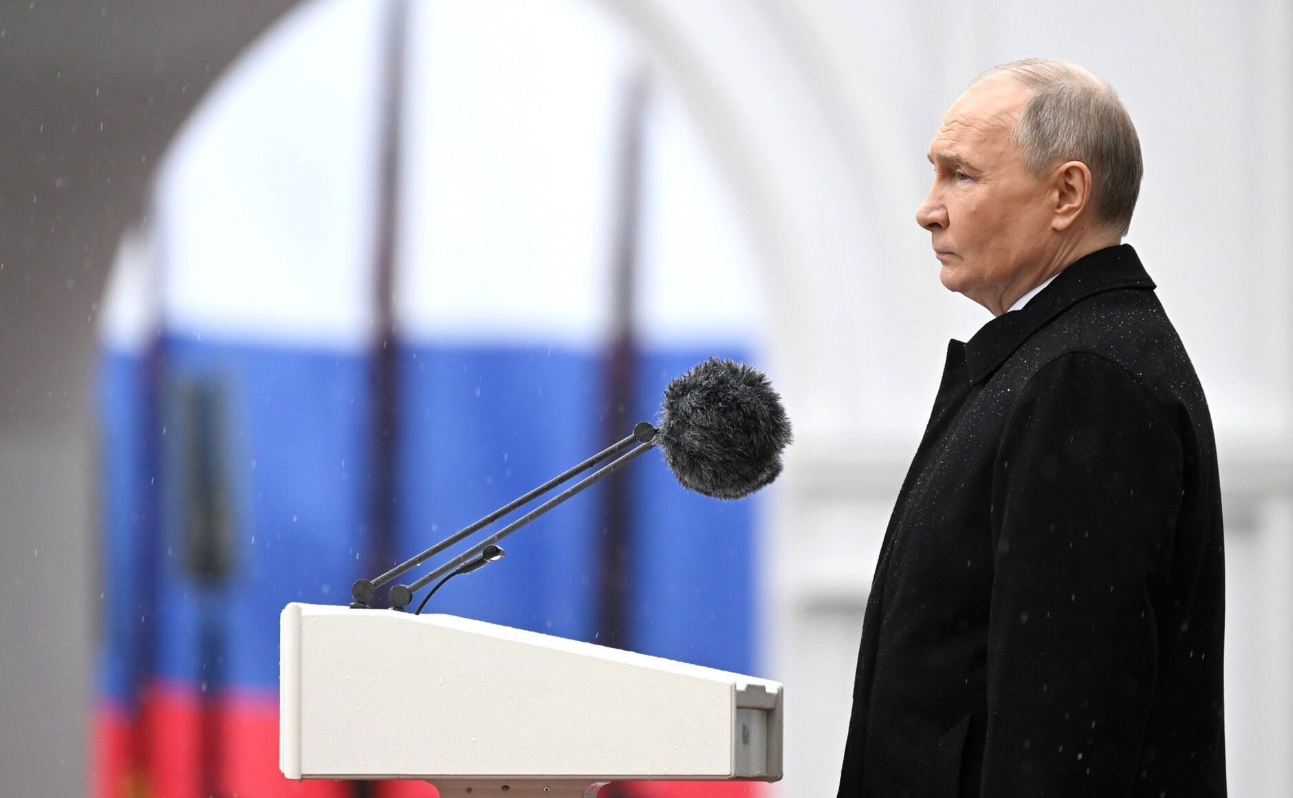 MOSCOW, RUSSIA - MAY 7: (----EDITORIAL USE ONLY - MANDATORY CREDIT - 'KREMLIN PRESS OFFICE / HANDOUT' - NO MARKETING NO ADVERTISING CAMPAIGNS - DISTRIBUTED AS A SERVICE TO CLIENTS----) Russian President Vladimir Putin attends his swearing-in ceremony as President of the Russian Federation for the fifth time at the Kremlin Palace in Moscow, Russia on May 7, 2024. Putin followed the procession of the Russian Presidential Regiment and then attended the traditional service at the Blagoveshchensky Cathedral in the Kremlin. (Photo by Kremlin Press Office/Anadolu via Getty Images)