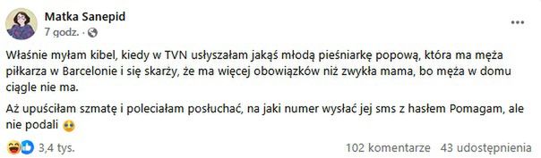 Post znanej influencerki o Marinie Łuczenko 