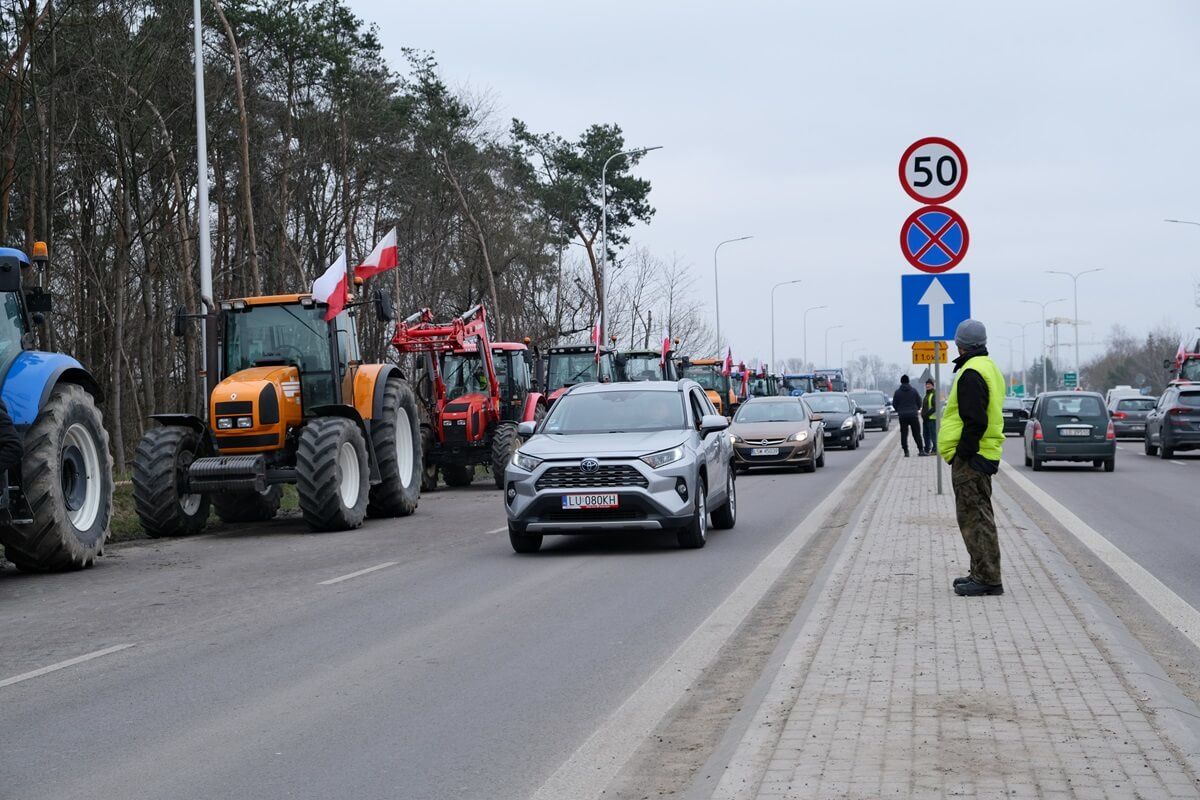 Protest rolników w Turce przy węźle Lublin Tatary
