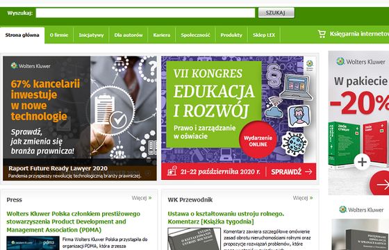 Wolters Kluwer Polska ze wzrostem przychodów internetowych, mniej z czasopism i książek