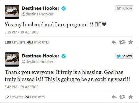 "Tak, mój mąż i ja jesteśmy w ciąży! Dziękujemy Wam wszystkim. To prawdziwe błogosławieństwo. Bogu niech będą dzięki! To będzie naprawdę wspaniały rok!"