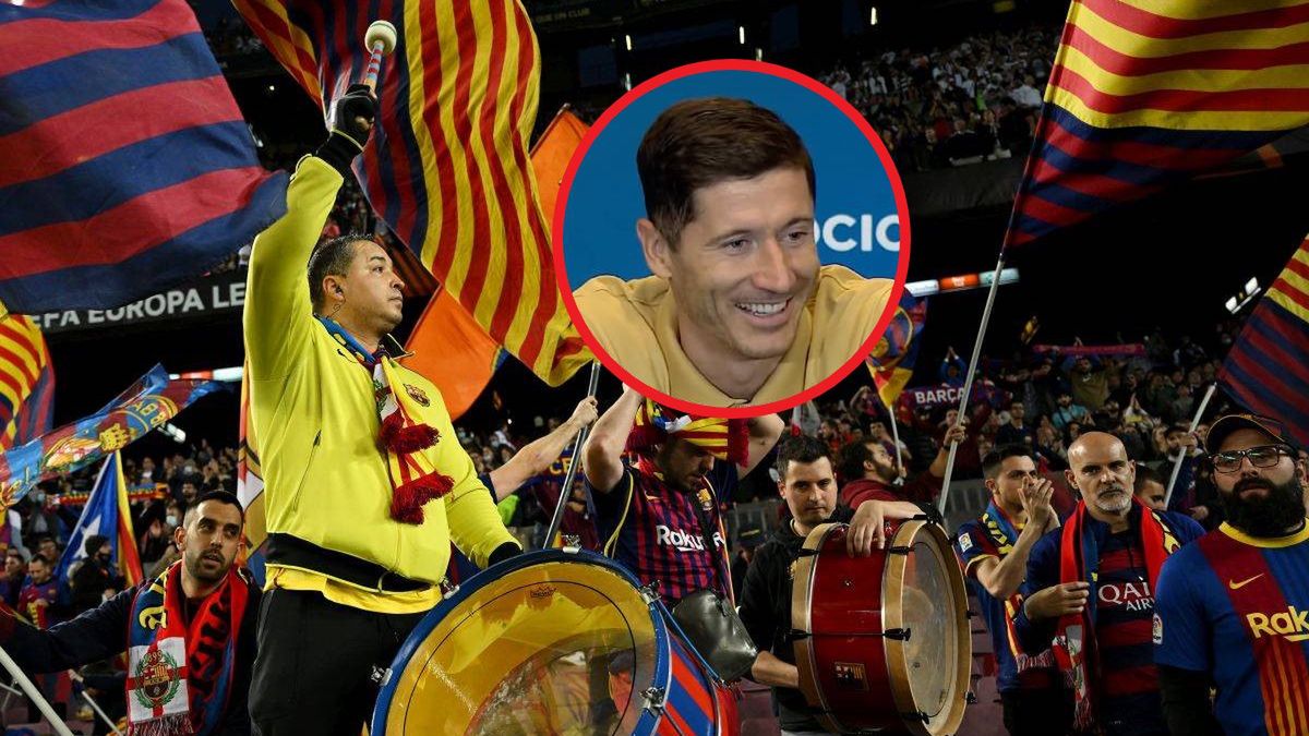 Zdjęcie okładkowe artykułu: Getty Images / David Ramos Staff / YouTube/FC Barcelona / Na zdjęciu: kibice Barcelony, na małym zdjęciu: Robert Lewandowski