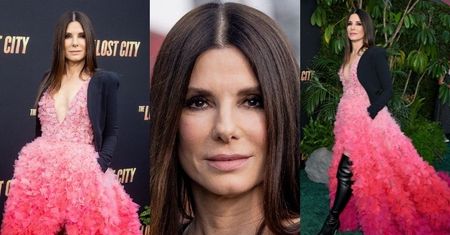 Zjawiskowa Sandra Bullock promuje nowy film w efektownej kreacji od Eliego Saaba (ZDJĘCIA)