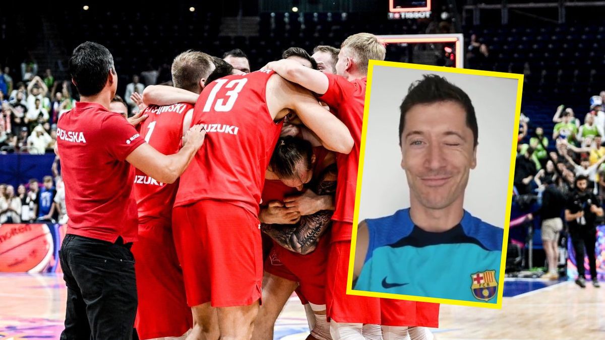 reprezentacja Polski w koszykówce, na małym zdjęciu: Robert Lewandowski