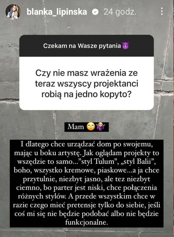 Blanka Lipińska ochłodziła kontakty z projektantką swojego apartamentu?