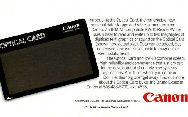 Canon Optical Card - reklama producenta