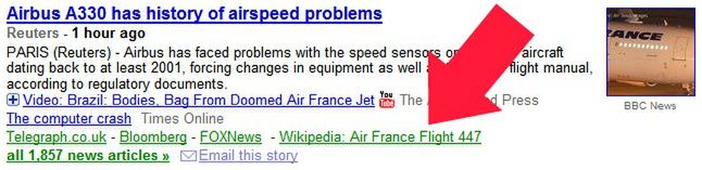 Wynik z Wikipedii w Google News 2