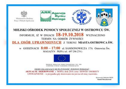 Wyznaczono termin wydawania żywności dla osób uprawnionych