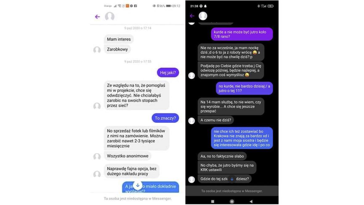 Jedna z informacji odebranej przez nastolatkę z załączonym filmem instruktażowym