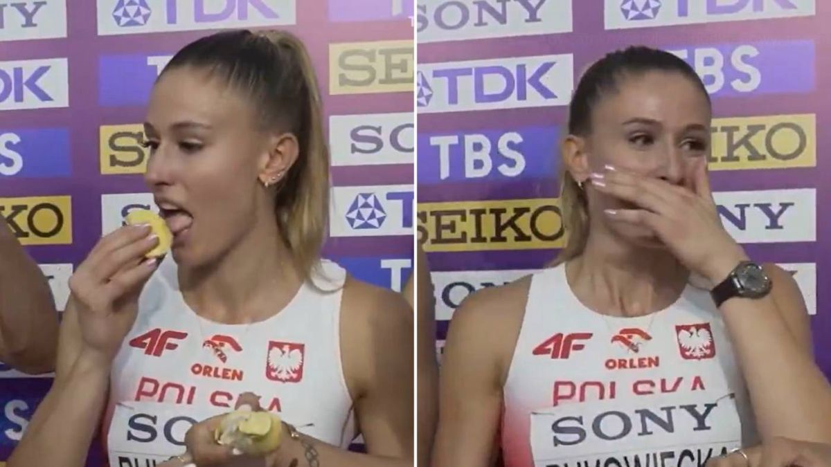 Twitter / TVP Sport / Natalia Bukowiecka próbuje duriana