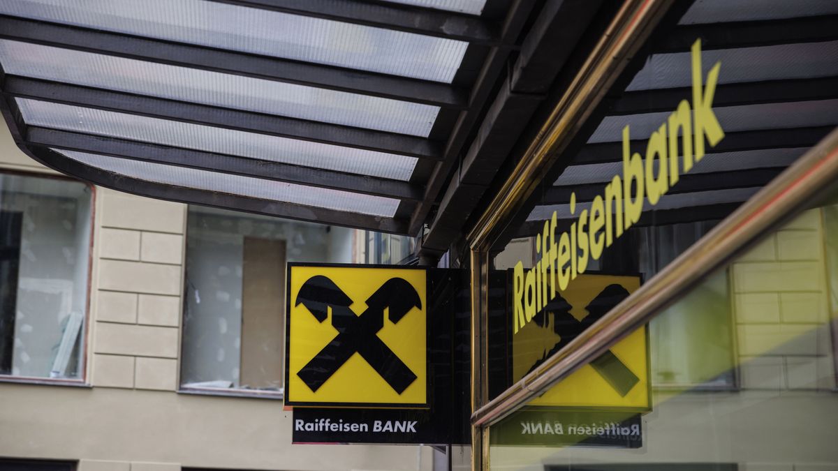 Signage outside a Raiffeisen Bank International AG (RBI) branch in Prague, Czech Republic, on Tuesday, May 3, 2022. Raiffeisen is scheduled to announce earnings on May 4. Photographer: Milan Jaros/Bloomberg via Getty Images