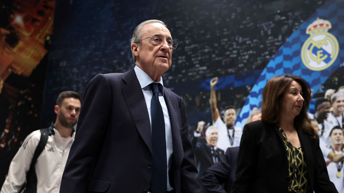 Getty Images / Florencia Tan Jun - UEFA/UEFA via Getty Images / Na zdjęciu: prezydent Realu Madryt, Florentino Perez