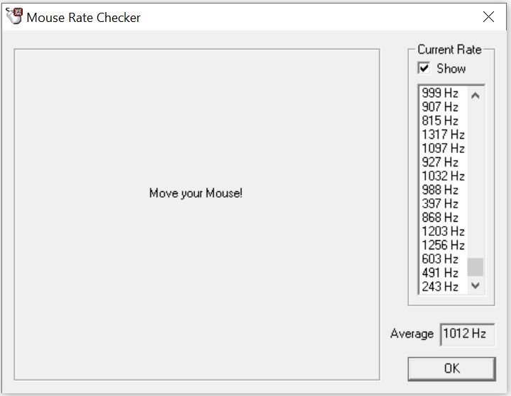 CA Wildcat - test programem Mouse Rate Checker