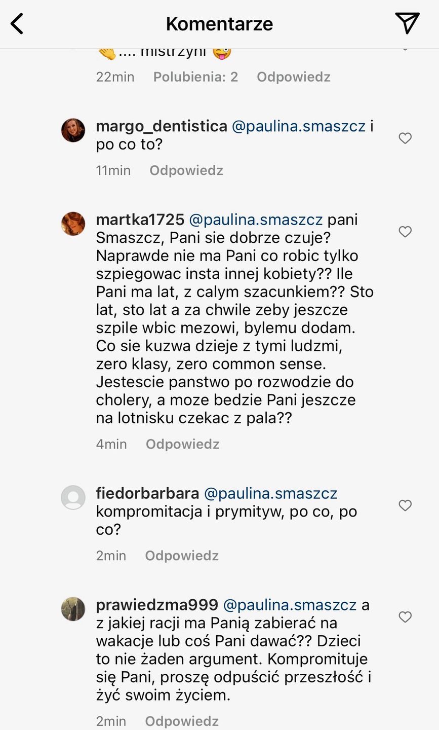 Internauci komentują wpis Pauliny Smaszcz