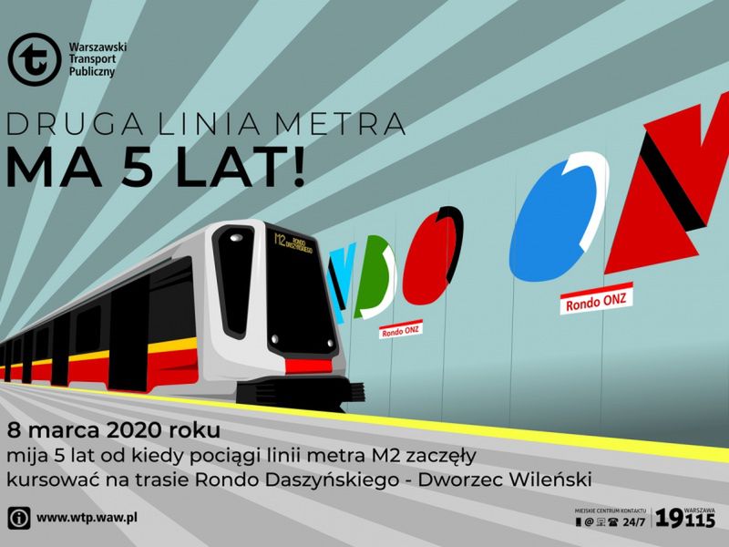 Warszawa. Druga linia metra obchodzi urodziny. Jeździmy już pięć lat