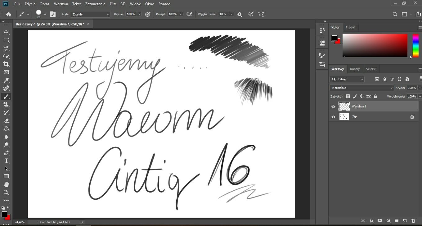 pisanie po tablecie Wacom Cintiq 16