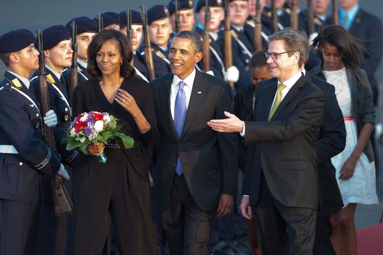 Barack Obama z żoną</br> i niemieckim ministrem spraw</br> zagranicznych, Guido Westerwelle