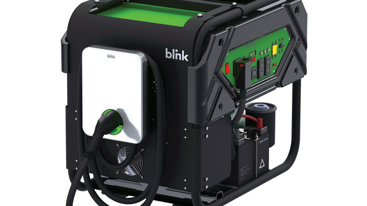 Mobilna ładowarka do elektrycznego samochodu. To dzieło Blink - firmy stacji szybkiego ładowania 1
