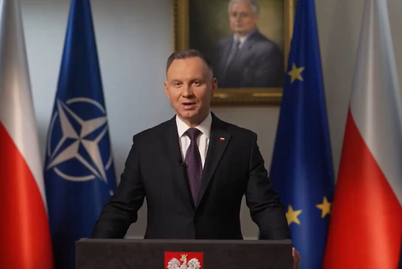 Andrzej Duda podczas wygłaszania orędzia