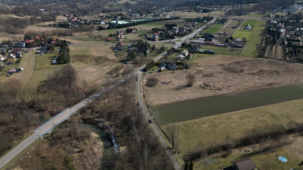 Miejscowość Skawina na trasie przyszłej BDI