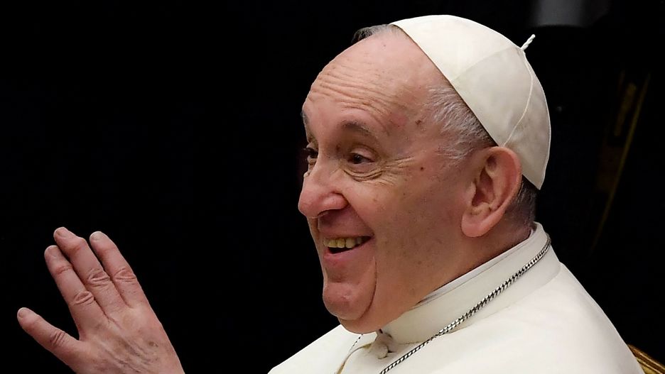 Audiencja generalna u Papie?a FranciszkaPope Francis gestures as he meets with attendees during the weekly general general audience at Paul-VI Hall in the Vatican on January 26, 2021. (Photo by Filippo MONTEFORTE / AFP)FILIPPO MONTEFORTE