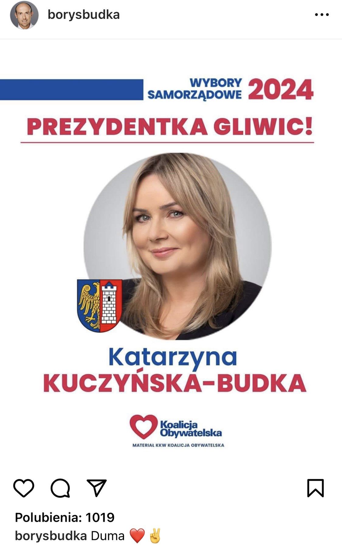 "Duma" - napisał Borys Budka po wygranej żony